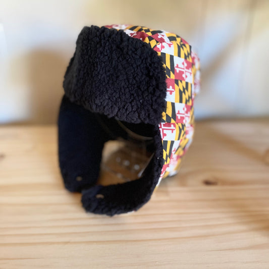 Maryland Flag & Black - Trapper Hat (Size up to 12 Months)
