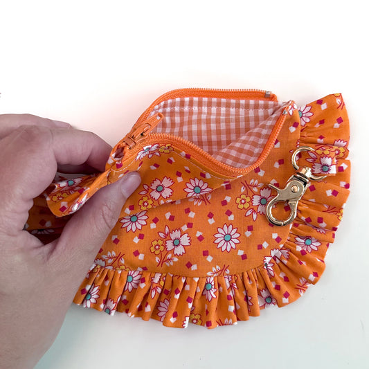 Orange Floral - Ruffle Wallet