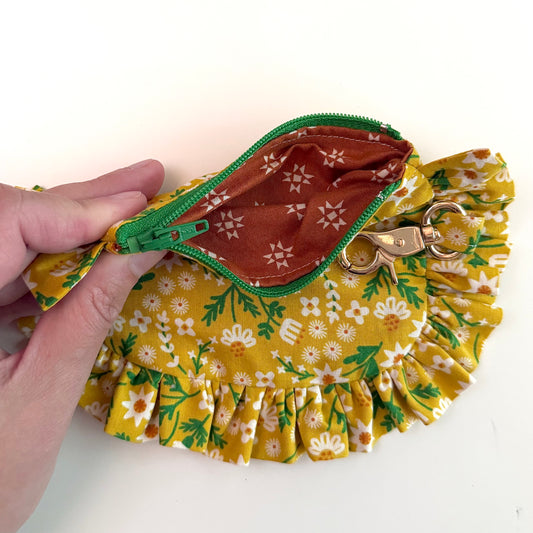 Retro Yellow Floral - Ruffle Wallet