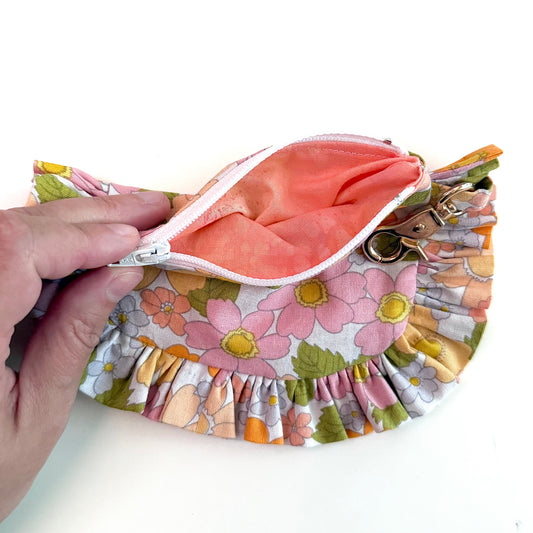 Retro Pink Floral - Ruffle Wallet