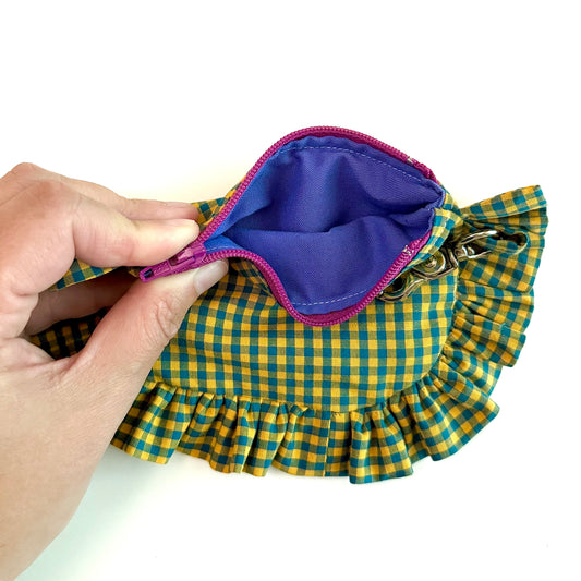 Yellow & Blue Gingham - Ruffle Wallet