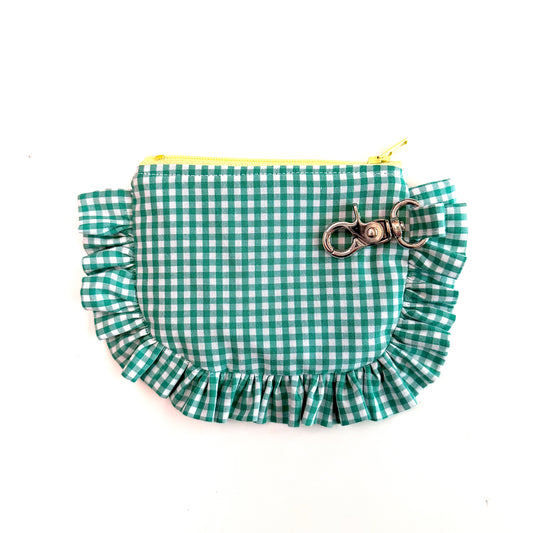 Green & White Gingham - Ruffle Wallet