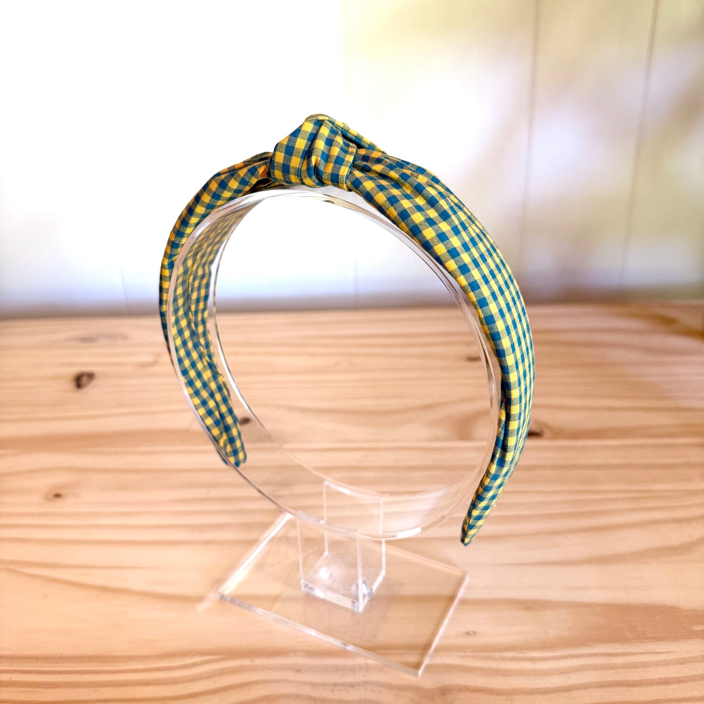 Yellow & Blue Gingham - Knot Headband (Child/Adult)