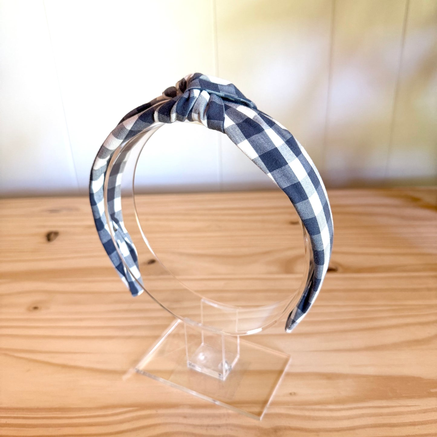 Navy & White Gingham - Knot Headband (Child/Adult)