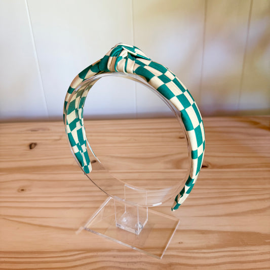 Blue-Green Checks - Knot Headband (Child/Adult)
