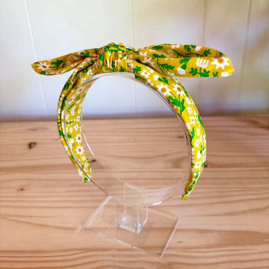 Retro Yellow Floral - Bow Headband (Child/Adult)