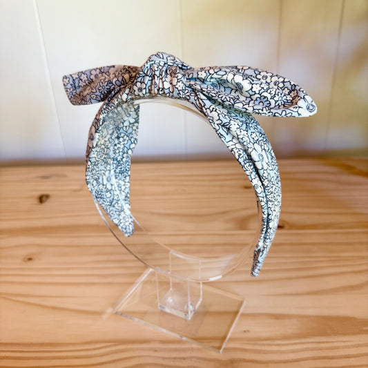 Blue & White Floral - Bow Headband (Child/Adult)