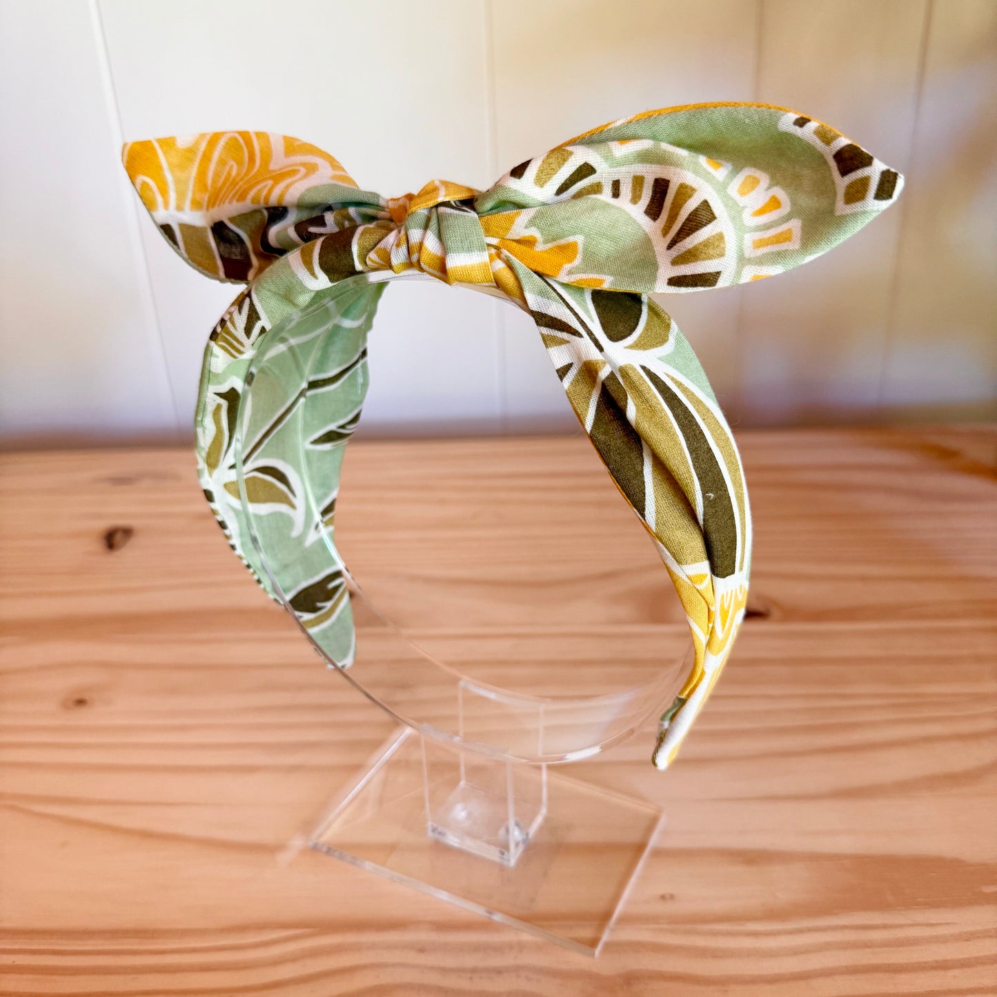 Green & Yellow Floral - Bow Headband (Child/Adult)