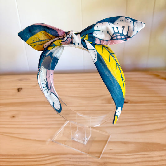 Blue & Yellow Floral - Bow Headband (Child/Adult)