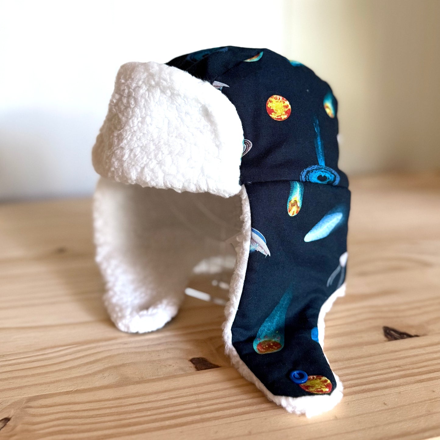 Outer Space & White - Trapper Hat (Size 4-7 Years)