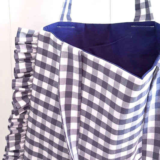 Navy & White Gingham - Granny Pillow Tote
