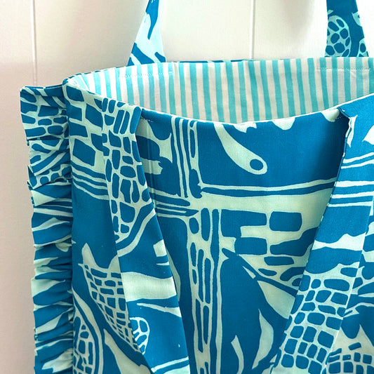 Abstract Teal - Granny Pillow Tote