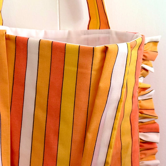 Orange Stripes - Granny Pillow Tote