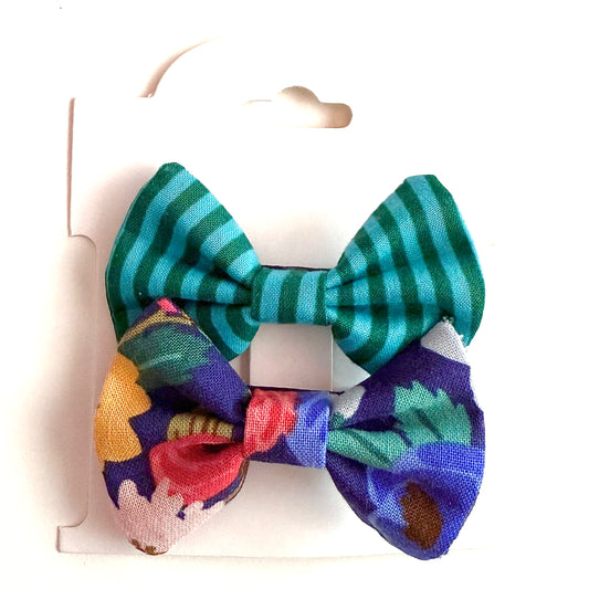 Navy Rifle Paper Floral #1 - Alligator Clip Bow Set