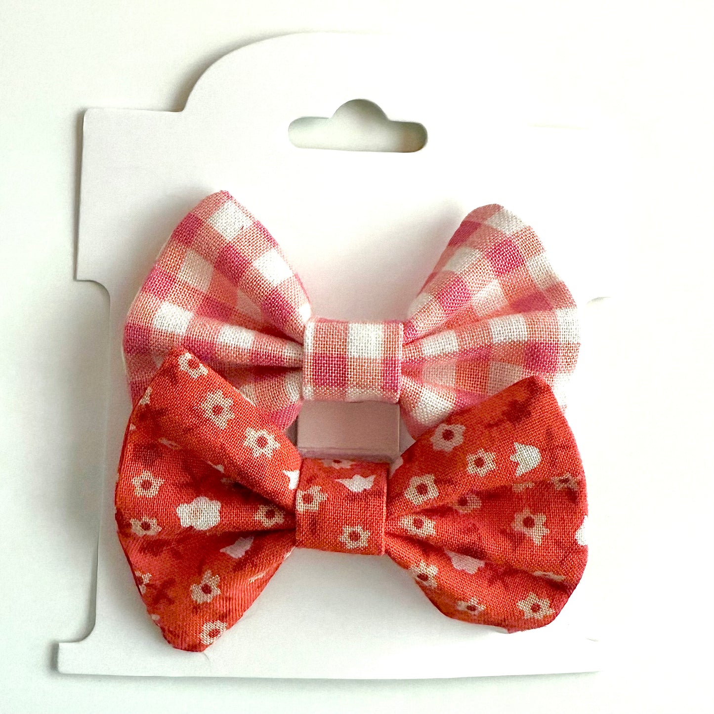 Retro Red Floral #1 - Alligator Clip Bow Set
