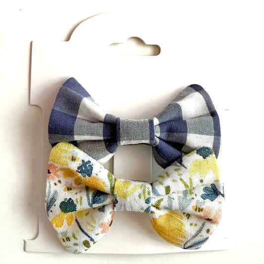 Bumble Bee Floral #1 - Alligator Clip Bow Set