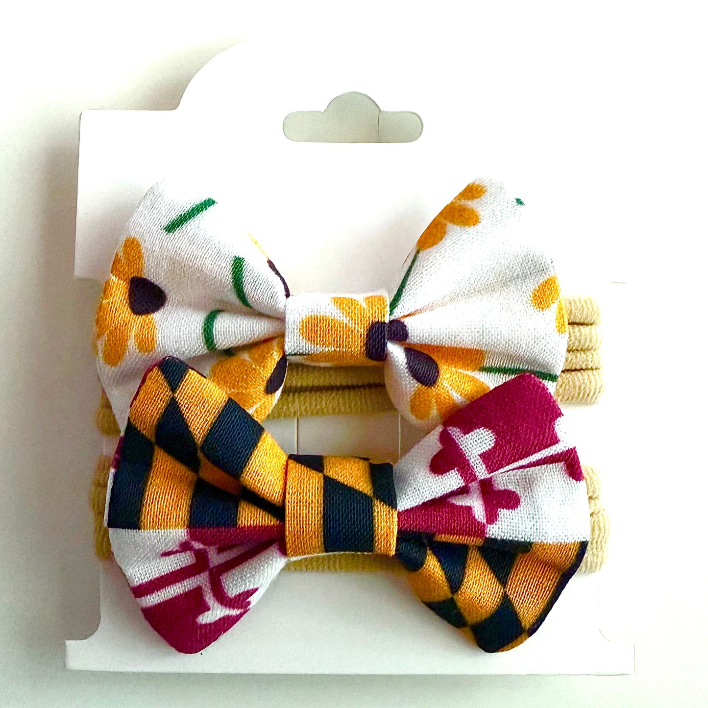 Maryland Flag & Black Eyed Susans - Headband Bow Set