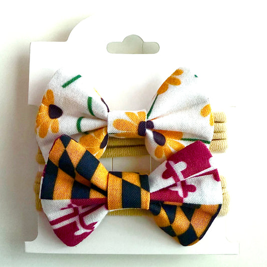Maryland Flag & Black Eyed Susans - Headband Bow Set