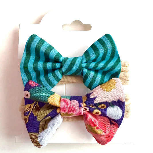 Navy Rifle Paper Floral #1 - Headband Bow Set