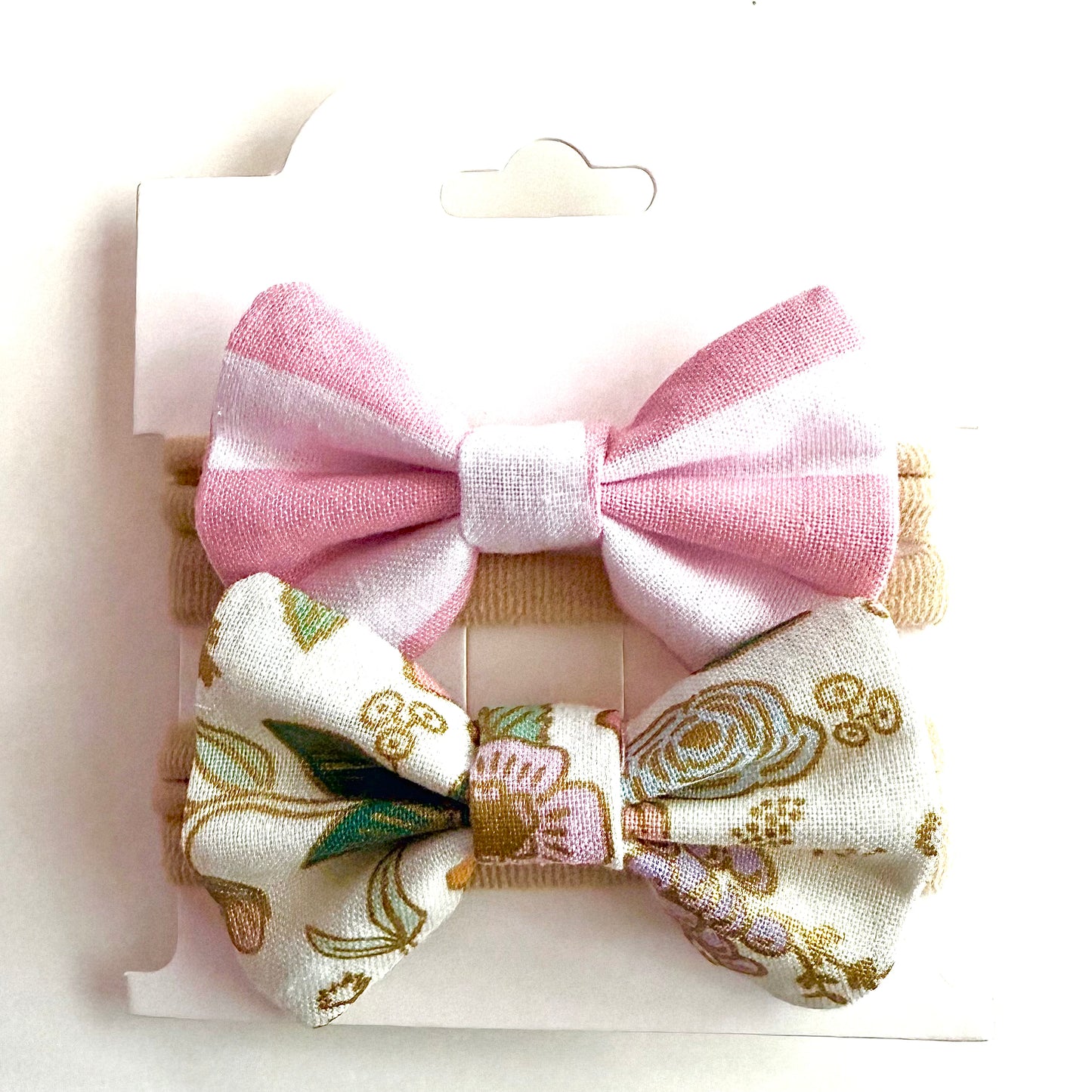 White & Gold Rifle Paper Floral #2 - Headband Bow Set