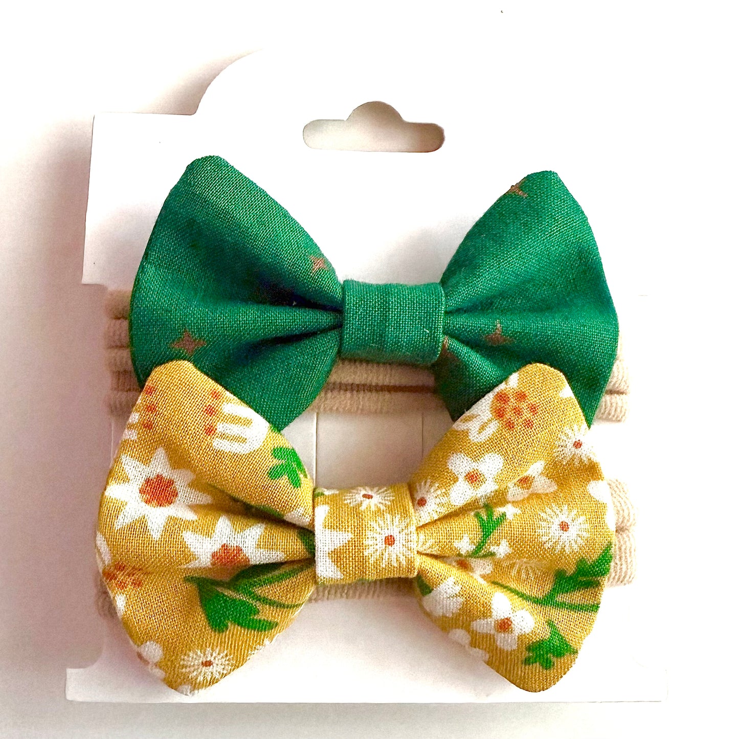 Retro Yellow Floral #1 - Headband Bow Set
