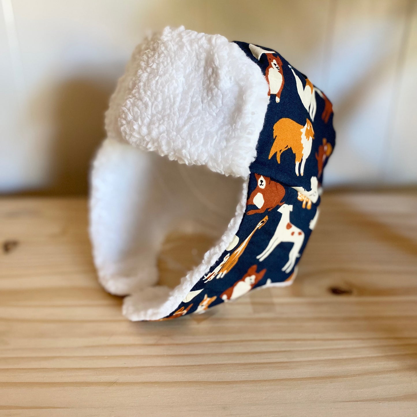 Blue Dogs & White - Trapper Hat (Size 2-4 Years)