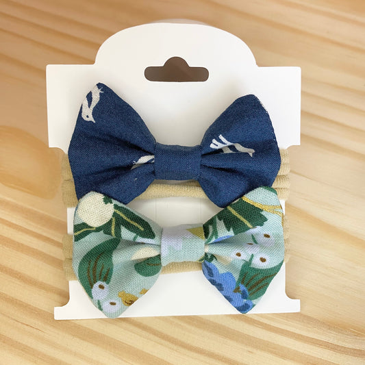 Navy & Blue Garden - Bow Set