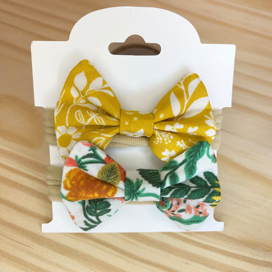 Botanical Floral & Mustard - Bow Set