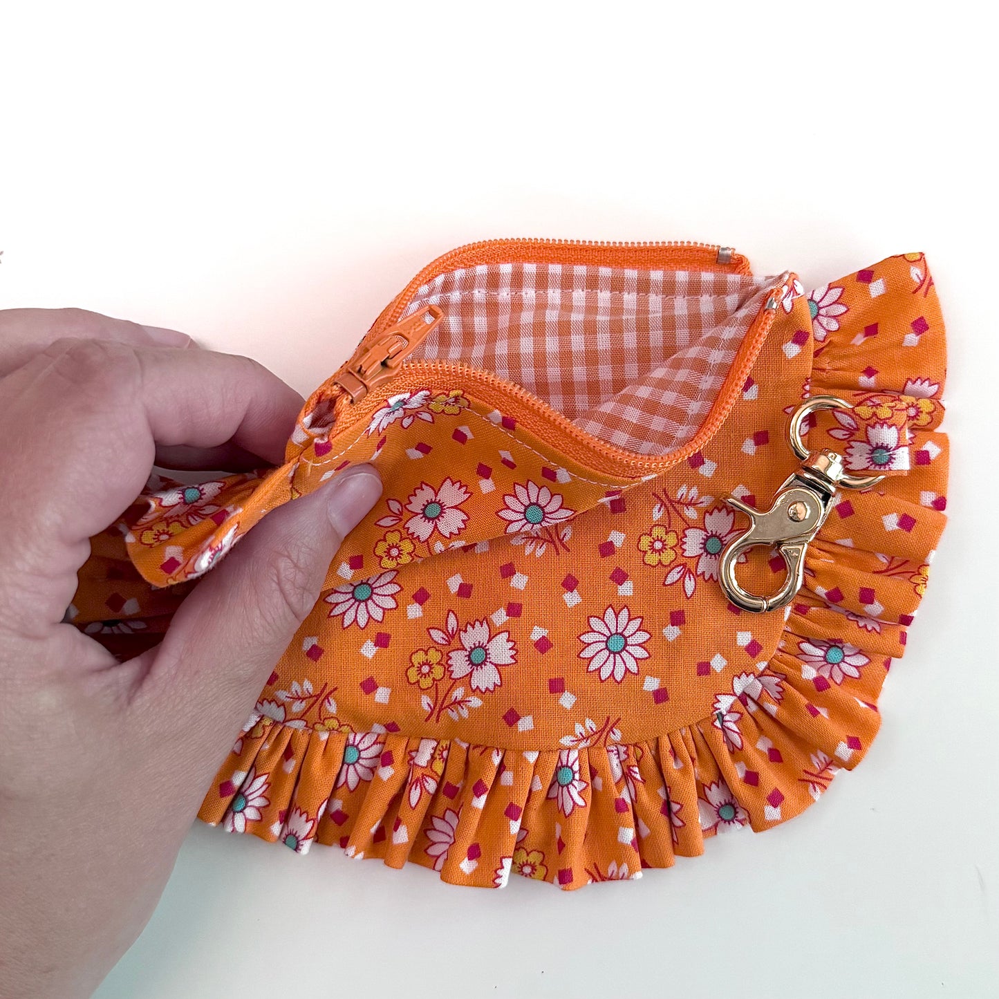 Orange Floral - Ruffle Wallet