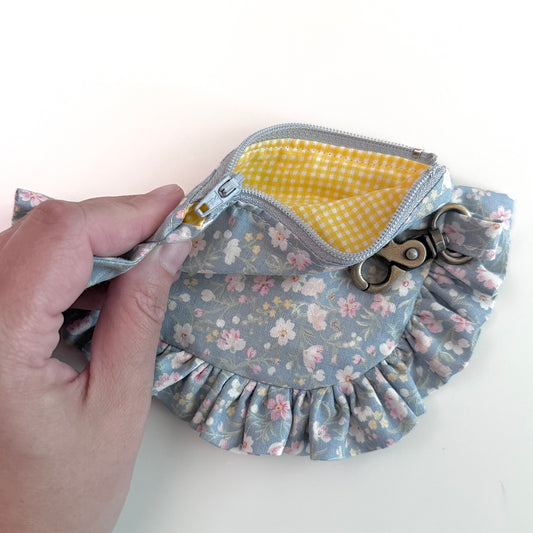 Vintage Blue Floral - Ruffle Wallet