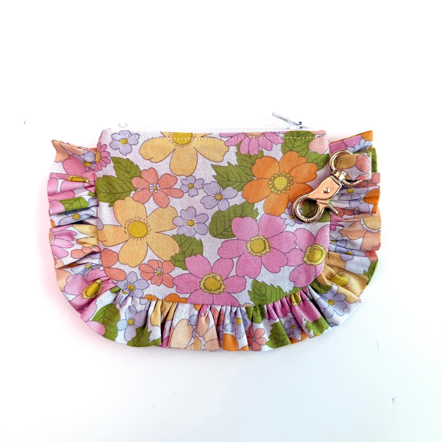 Retro Pink Floral - Ruffle Wallet