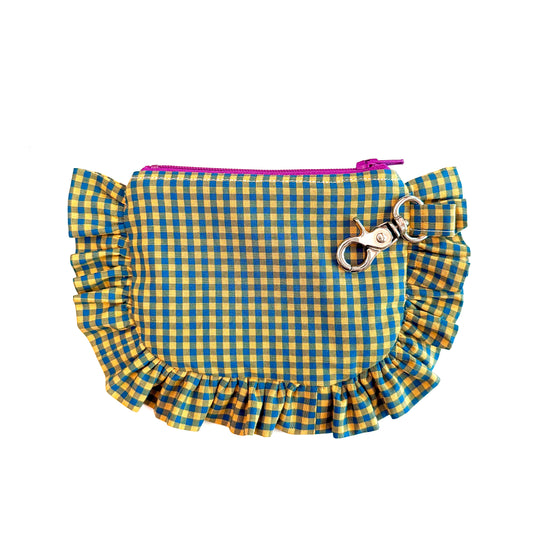 Yellow & Blue Gingham - Ruffle Wallet