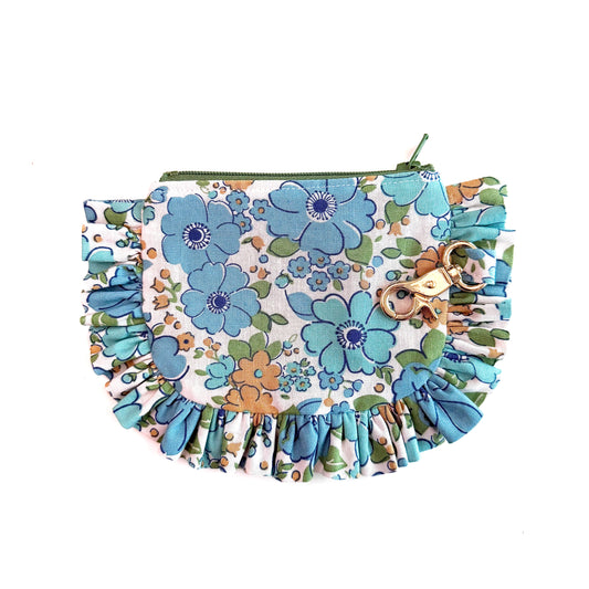Retro Blue Floral - Ruffle Wallet