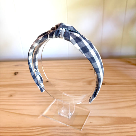 Navy & White Gingham - Knot Headband (Child/Adult)