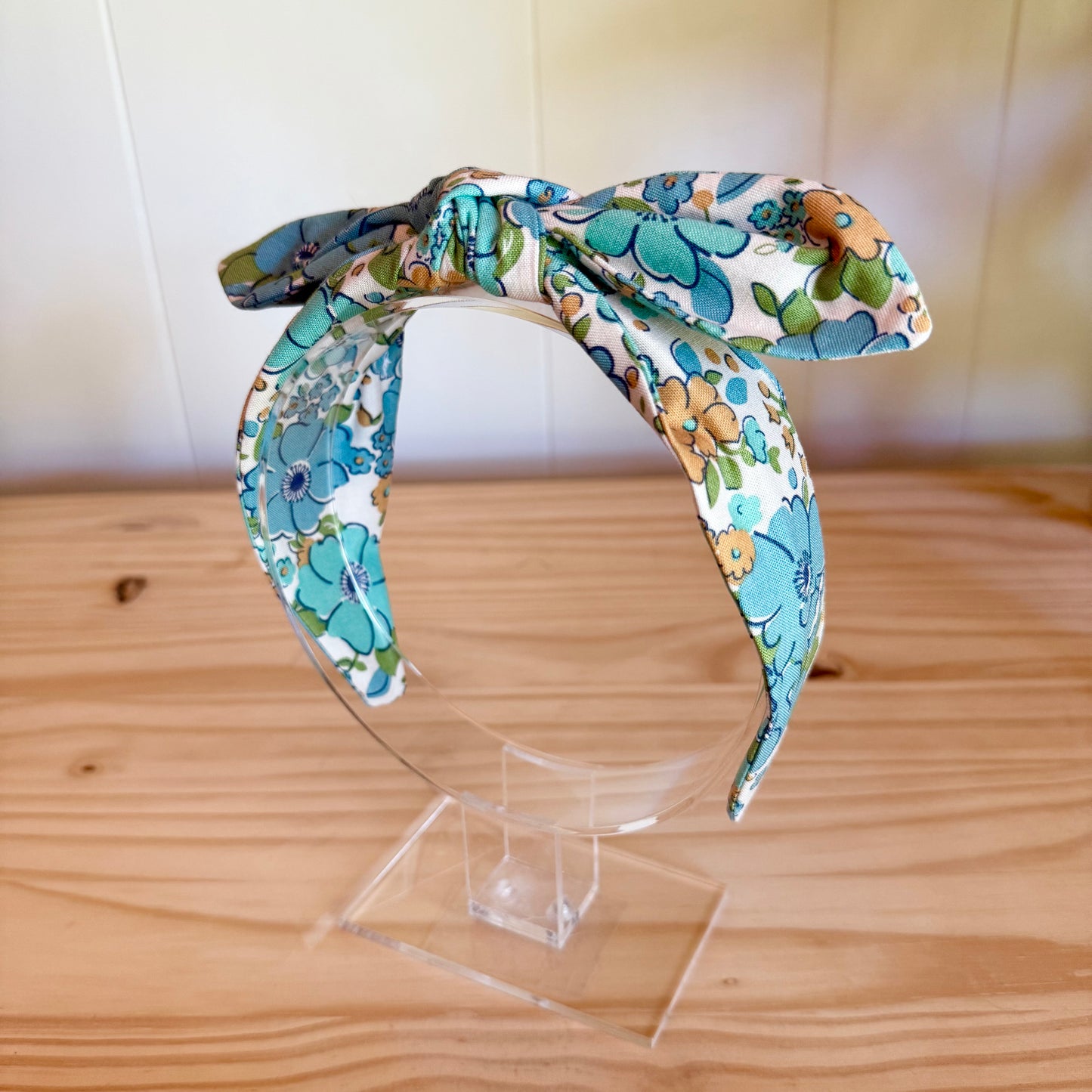 Retro Blue Floral - Bow Headband (Child/Adult)