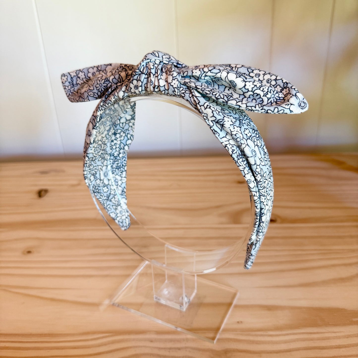 Blue & White Floral - Bow Headband (Child/Adult)