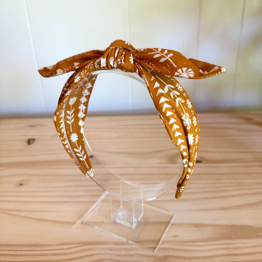 Orange Block Print - Bow Headband (Child/Adult)