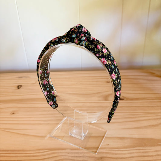 Black Floral - Knot Headband (Child/Adult)