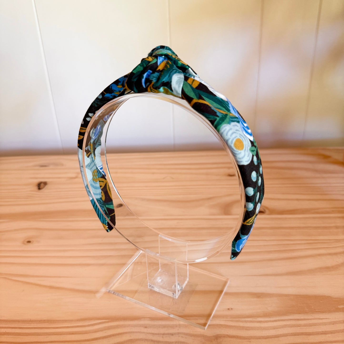 Black & Blue Floral - Knot Headband (Child/Adult)
