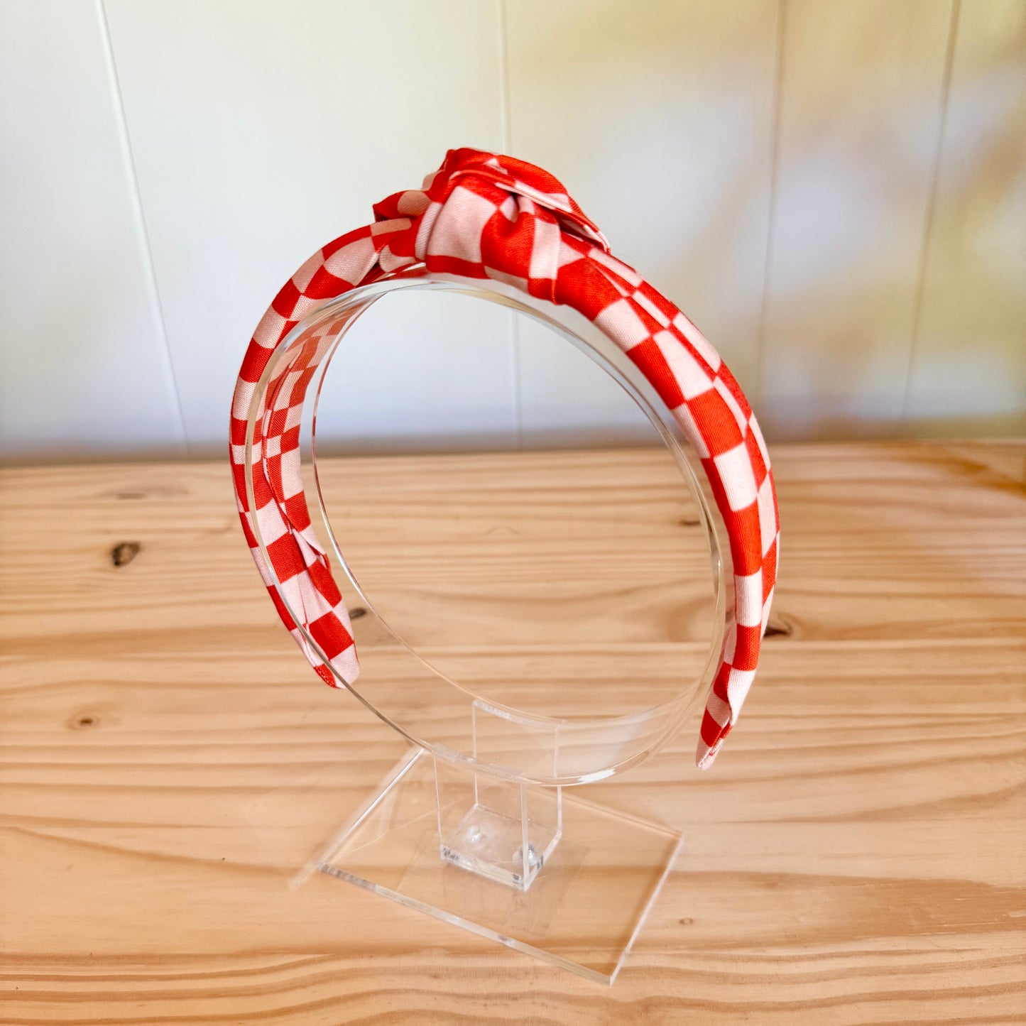 Pink & Red Checks - Knot Headband (Child/Adult)
