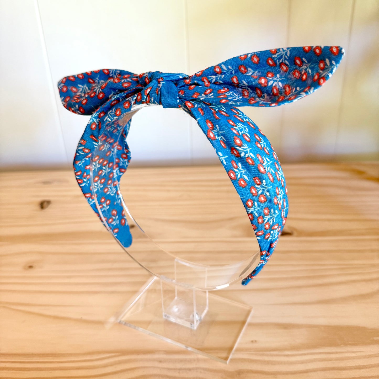 Blue & Red Floral - Bow Headband (Child/Adult)