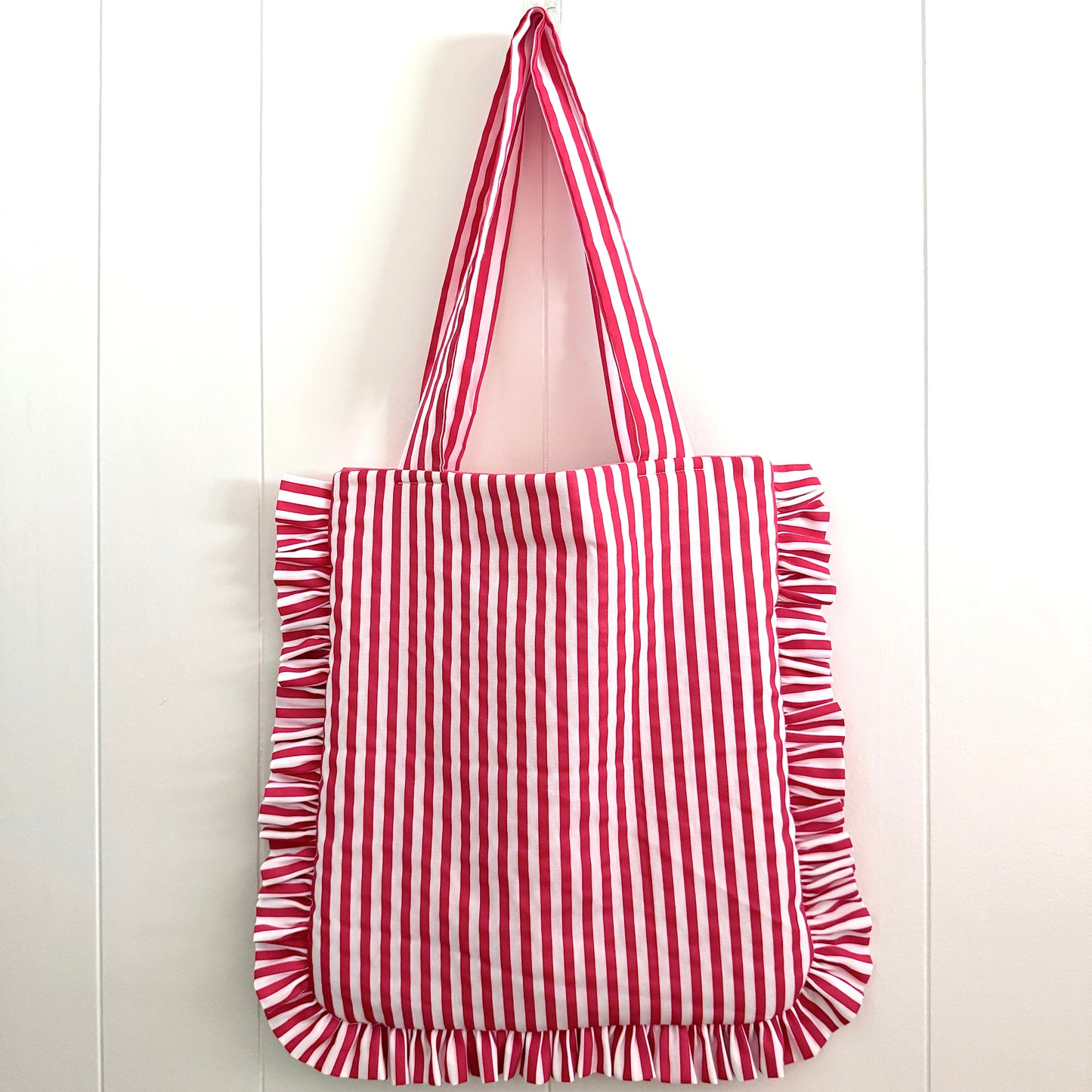 Red & White Stripes - Granny Pillow Tote