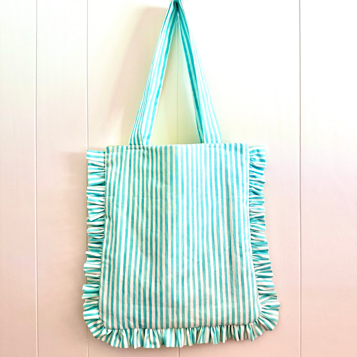 Light Blue & White Stripes - Granny Pillow Tote