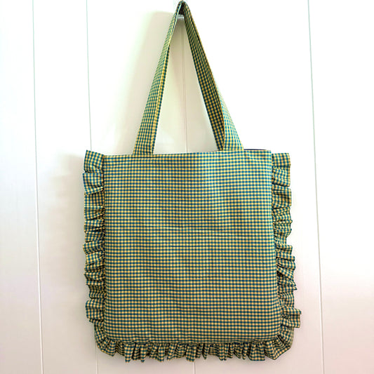 Yellow & Blue Gingham - Granny Pillow Tote