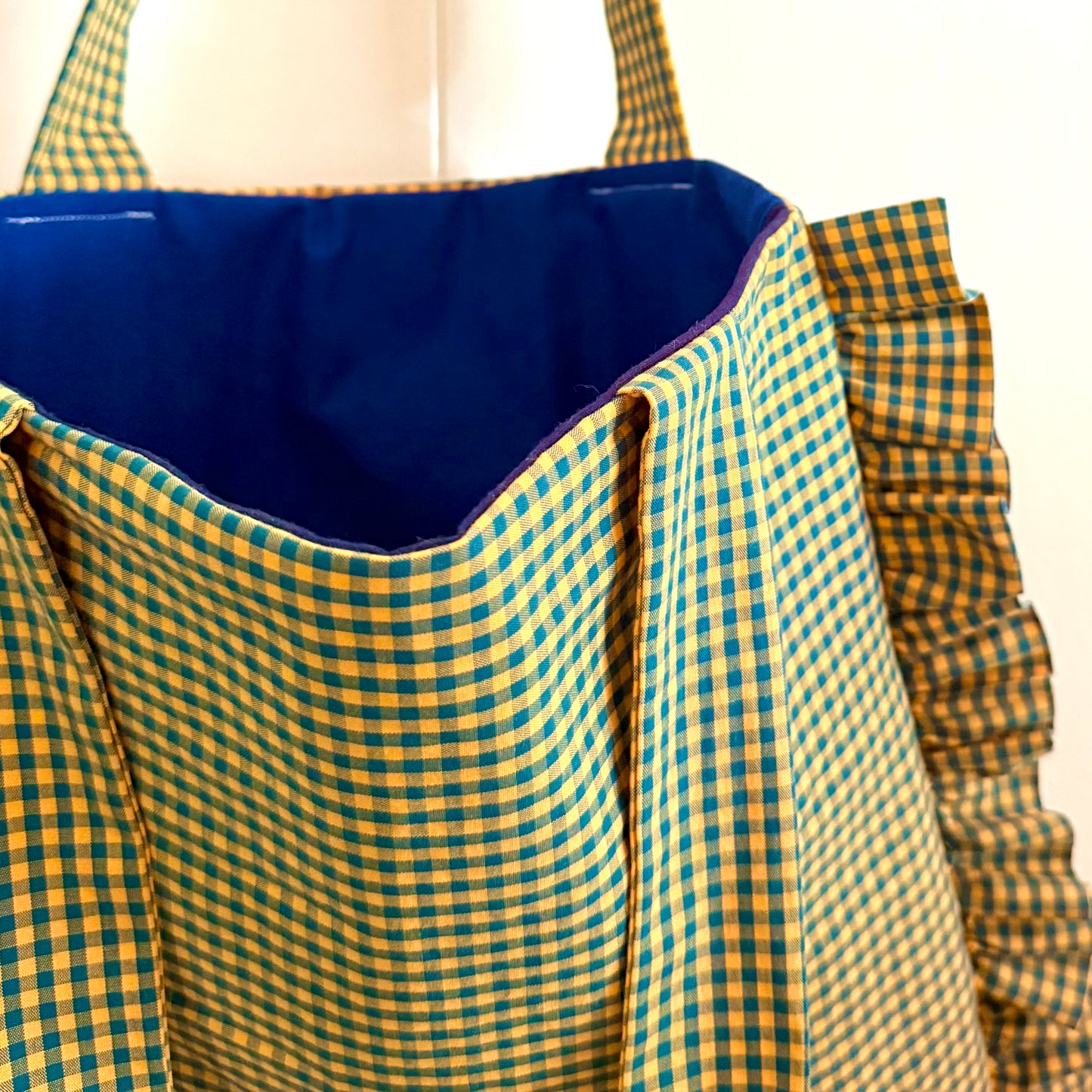 Yellow & Blue Gingham - Granny Pillow Tote