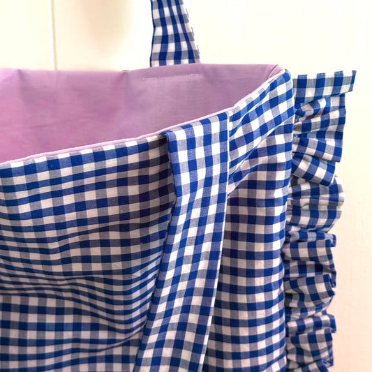 Blue & White Gingham - Granny Pillow Tote