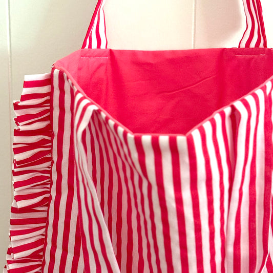 Red & White Stripes - Granny Pillow Tote