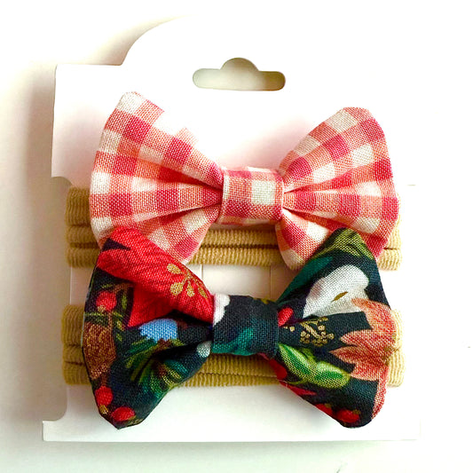 Poinsettia Holiday Floral #1 - Headband Bow Set