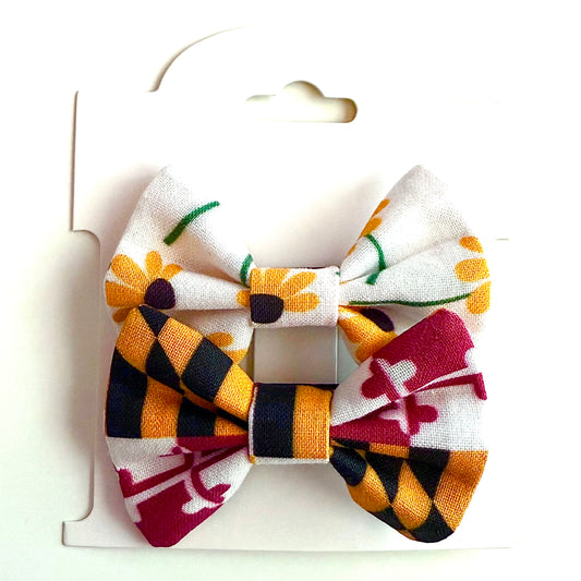 Maryland Flag & Black Eyed Susans - Alligator Clip Bow Set