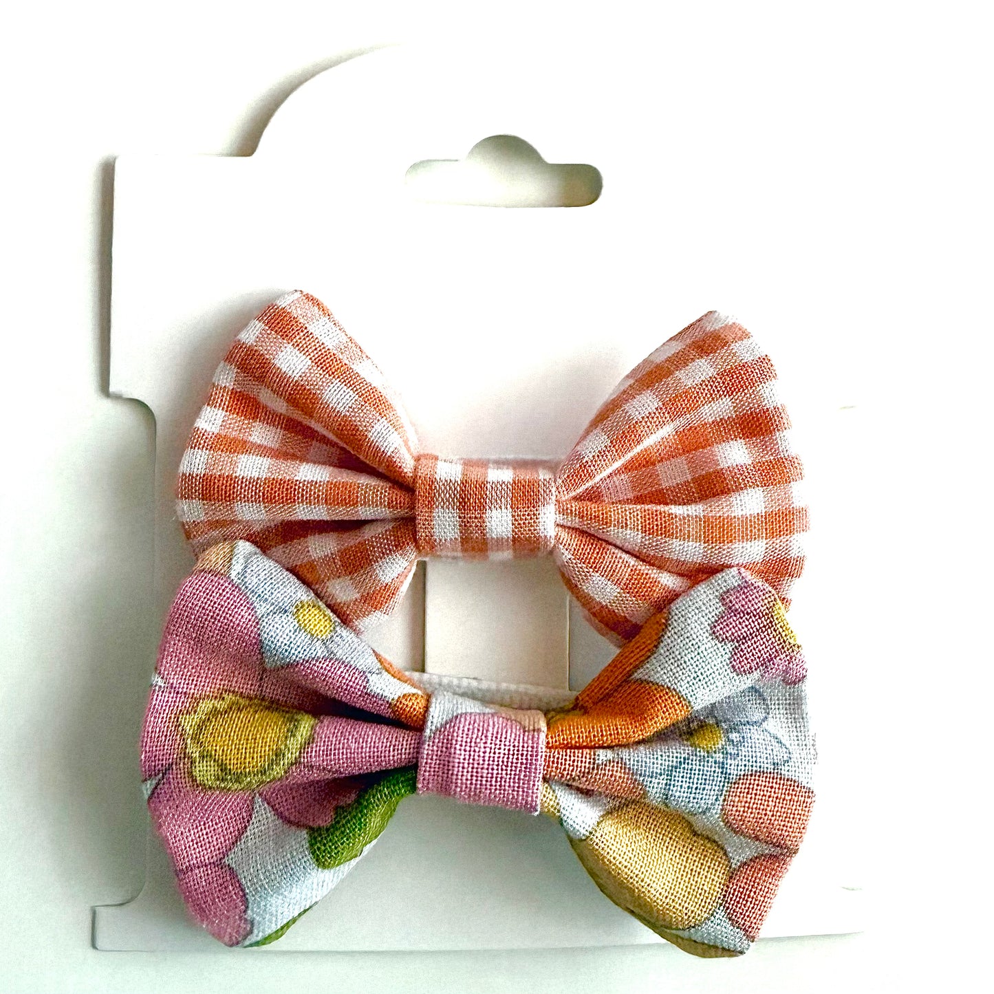 Retro Pink Floral #1 - Alligator Clip Bow Set